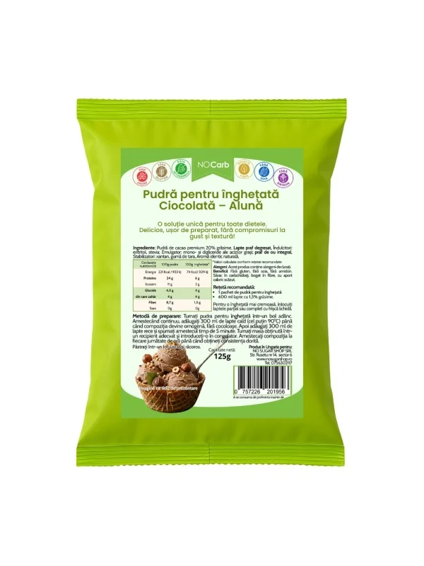6369 Mix per Gelato in polvere al Cioccolato e Nocciole con stevia